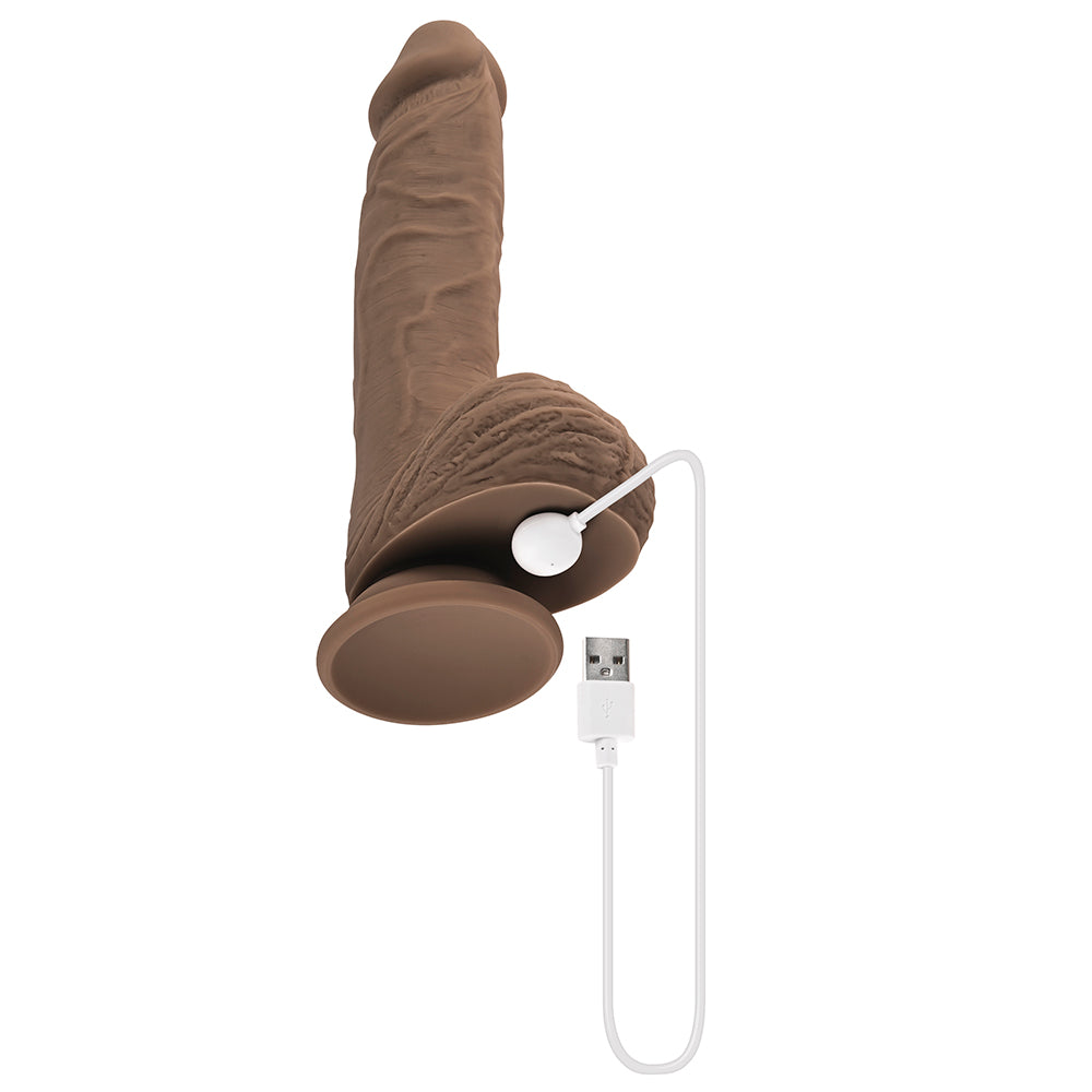 Evolved Full Monty Rechargeable Remote-Controlled Thrusting Twirling 9 in. Silicone Dildo Dark - Fantasies Boutique