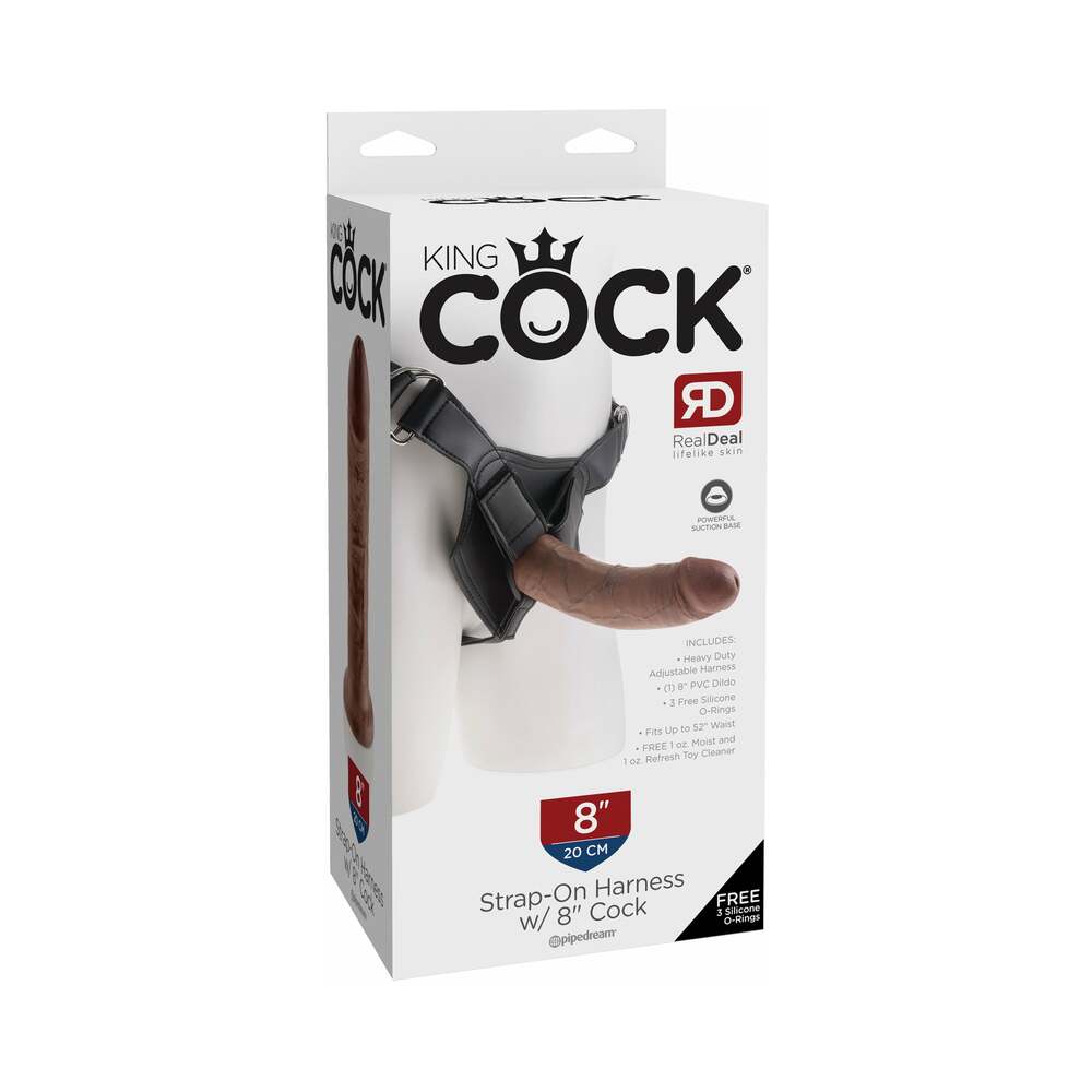 King Cock Strap-On Harness With 8 in. Cock Brown - Fantasies Boutique