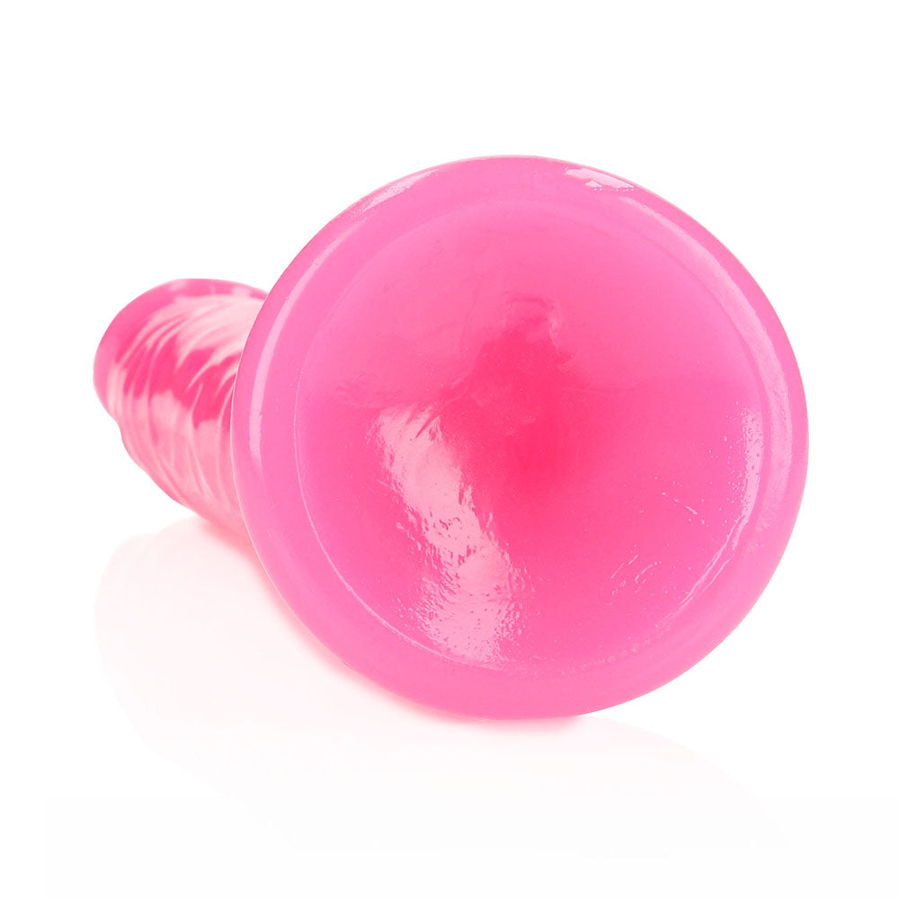 RealRock Glow in the Dark Slim 11 in. Dildo Neon Pink - Fantasies Boutique