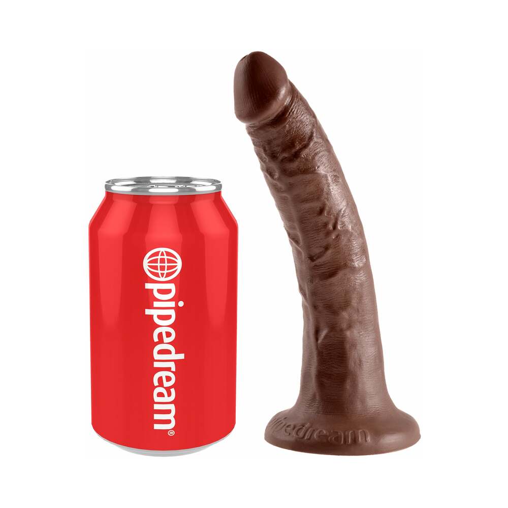 King Cock 7 in. Cock Realistic Dildo With Suction Cup Brown - Fantasies Boutique