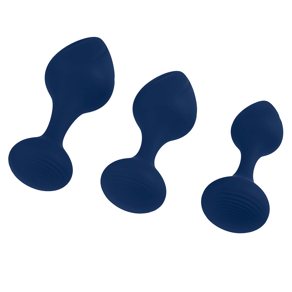 Playboy Tail Trainer 3-Piece Silicone Anal Plug Training Kit Navy - Fantasies Boutique