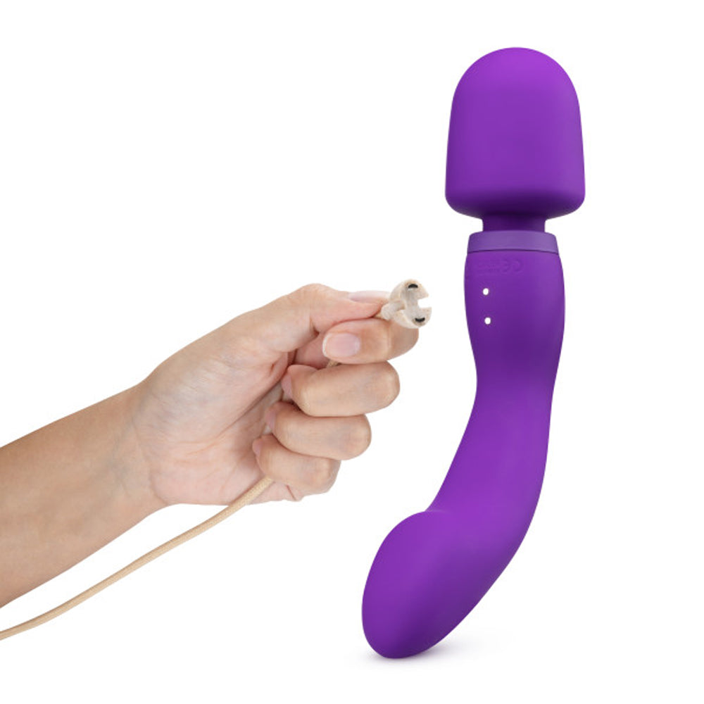 Wellness Dual Sense Rechargeable Silicone Dual Ended G-Spot & Wand Vibrator Purple - Fantasies Boutique