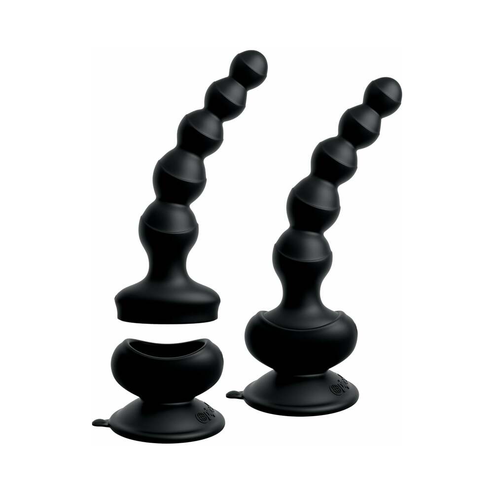 3Some Wall Banger Vibrating Anal Beads With Suction Cup Black - Fantasies Boutique
