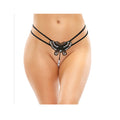 Fantasy Lingerie Zinnia Sequin Butterfly Strappy Pearl G-String Black L/XL - Fantasies Boutique