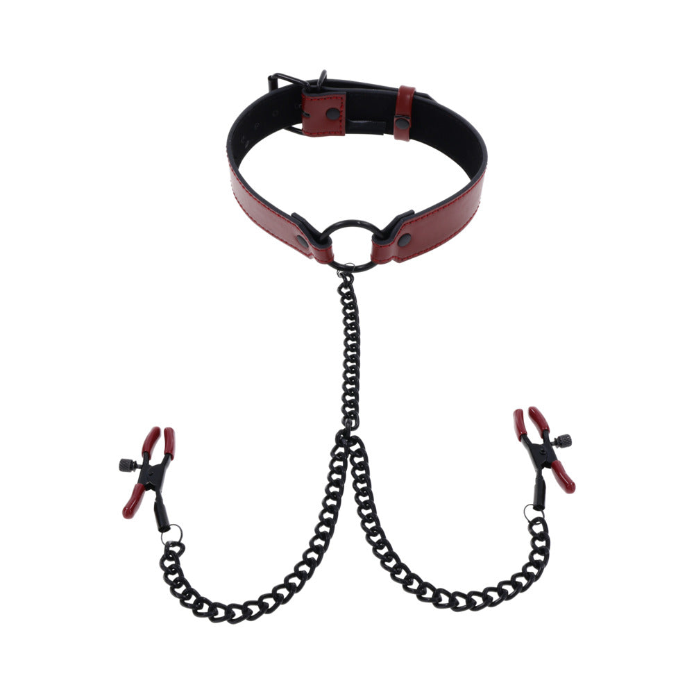 Sportsheets Saffron Collar with Nipple Clamps - Fantasies Boutique