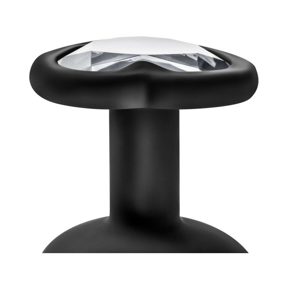 Blush Temptasia Bling Anal Plug with Heart-Shaped Gem Base Large Black - Fantasies Boutique