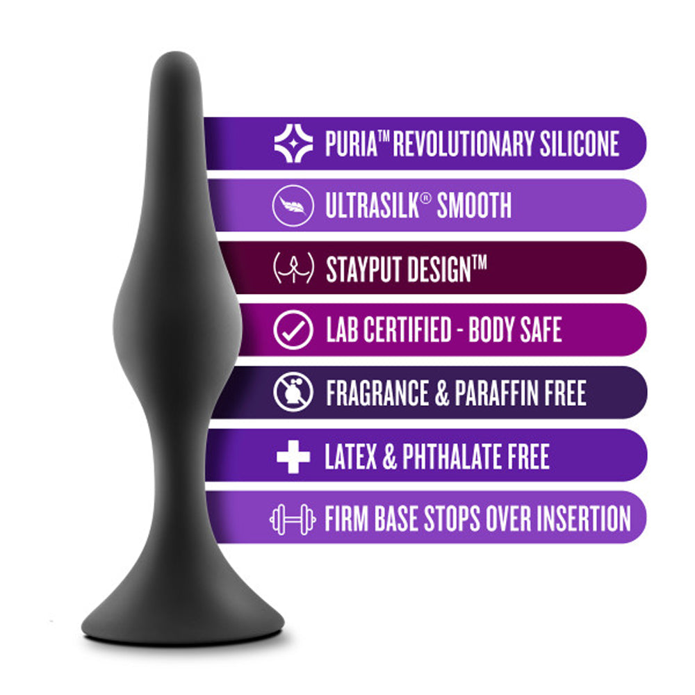 Anal Adventures Platinum Silicone Beginner Plug Small Black - Fantasies Boutique