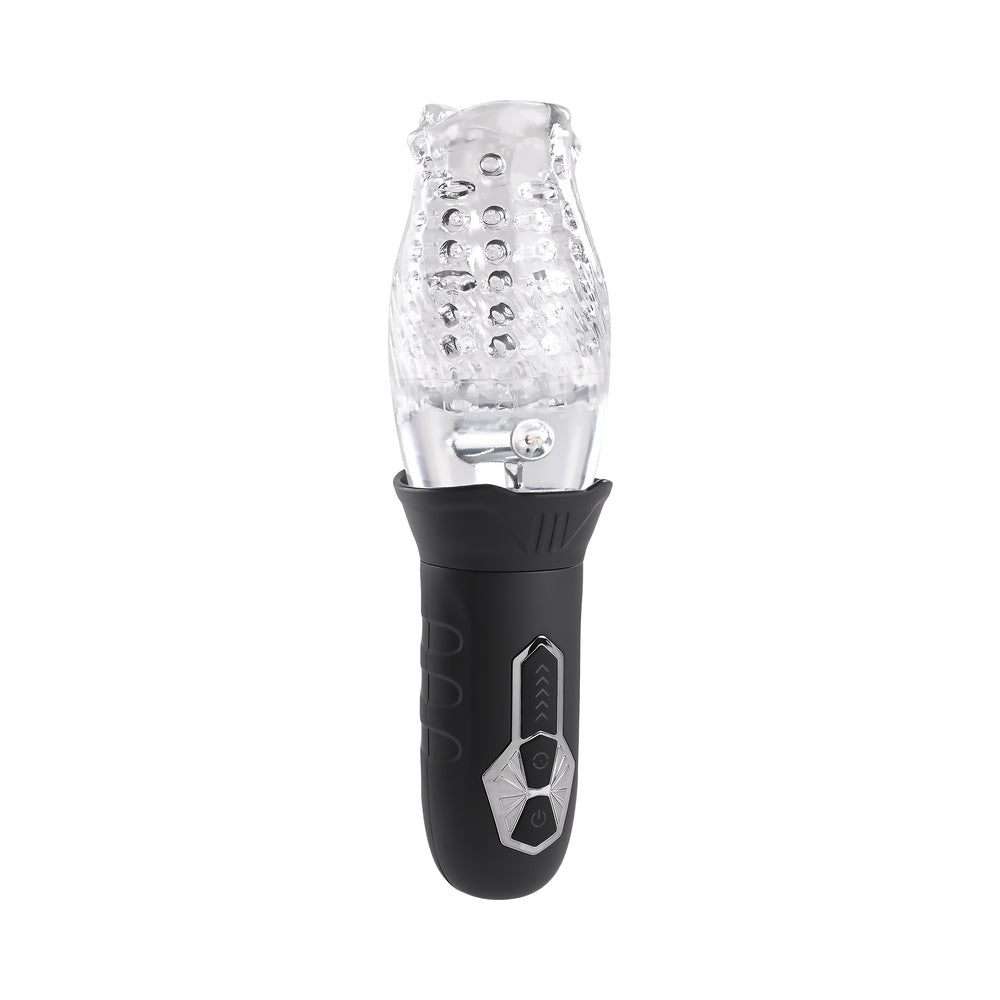Zero Tolerance Cyclone Rechargeable Vibrating Spinning Stroker Black Clear - Fantasies Boutique