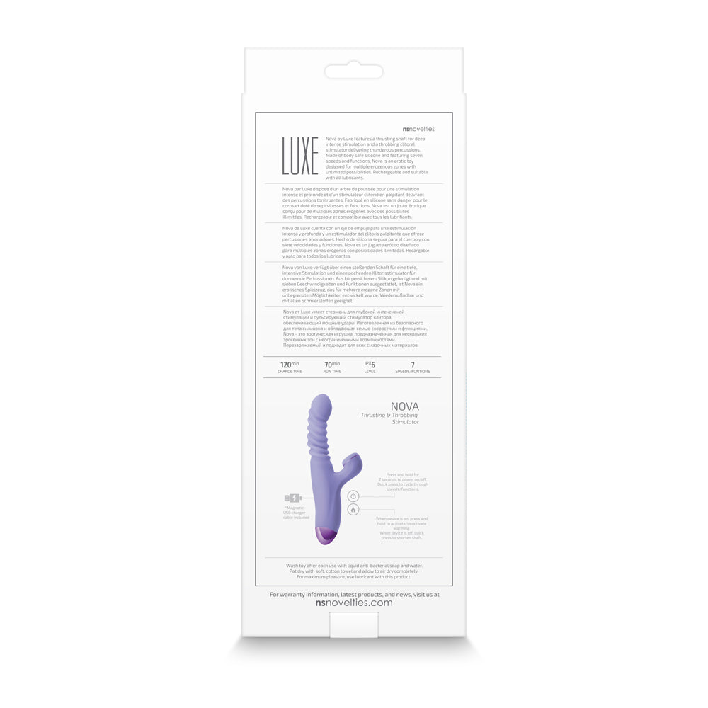 Luxe Nova Rechargeable Thrusting & Throbbing Stimulator Purple - Fantasies Boutique