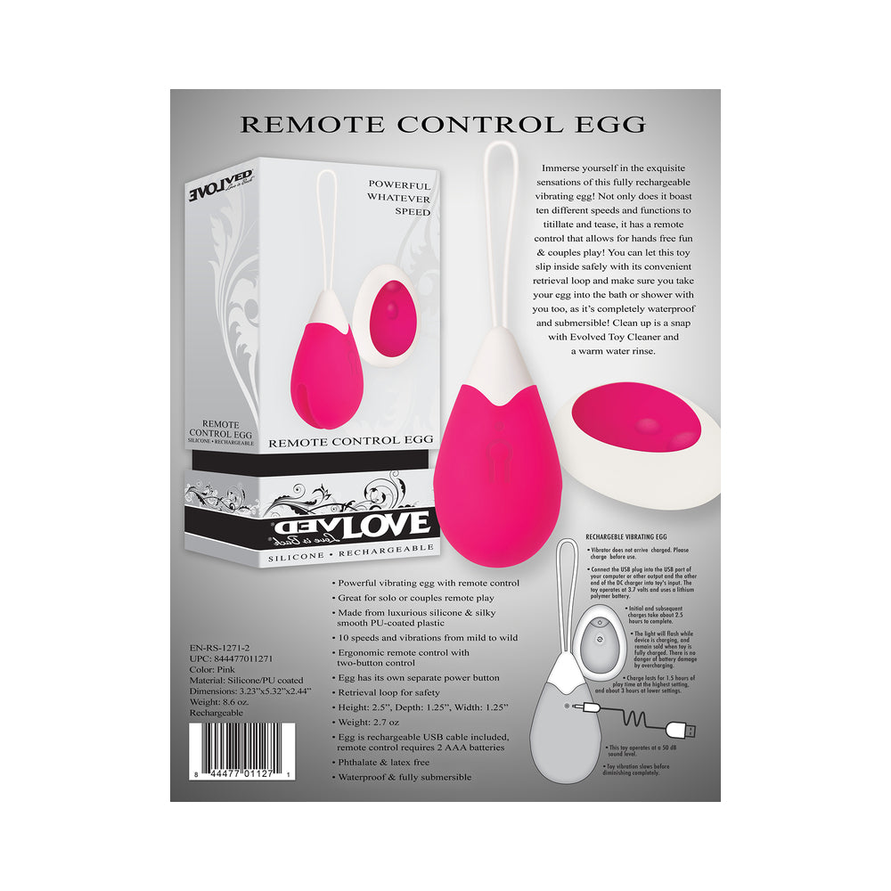 Evolved Rechargeable Remote-Controlled Silicone Egg Vibrator Pink - Fantasies Boutique