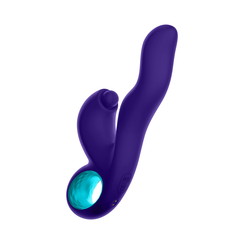 FemmeFunn Klio Rechargeable Silicone Triple Action Thumping Rabbit Vibrator Dark Purple - Fantasies Boutique