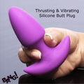 BANG! Thrusting & Vibrating Silicone Butt Plug Purple