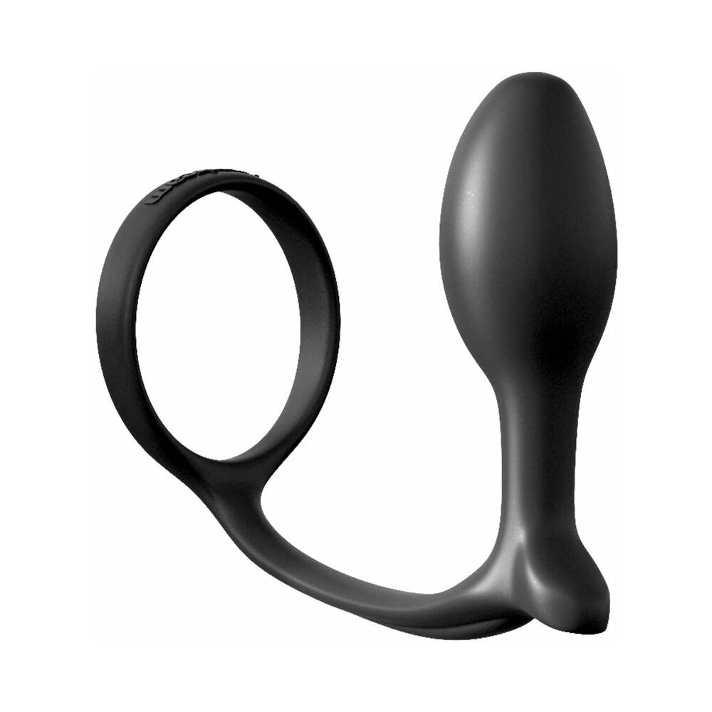 Pipedream Anal Fantasy Collection Silicone Ass-Gasm Cock Ring Beginner's Plug Black - Fantasies Boutique