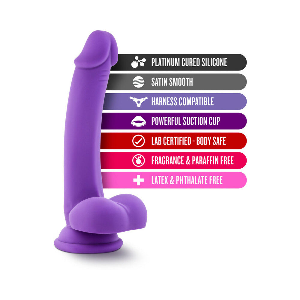 Blush Ruse D Thang Semi-Realistic 7.75 in. Silicone Dildo with Balls & Suction Cup Purple