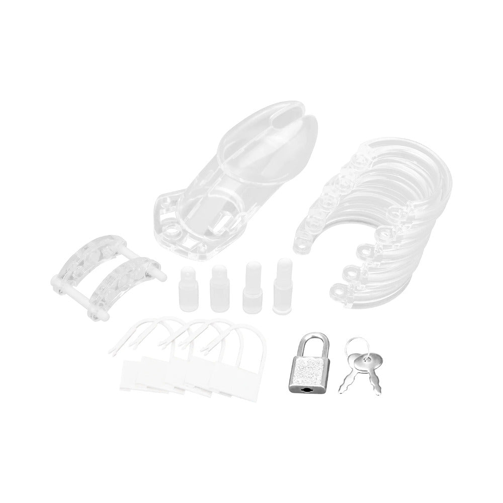 Blue Line Acrylic See-Thru Chastity Cock Cage Clear - Fantasies Boutique