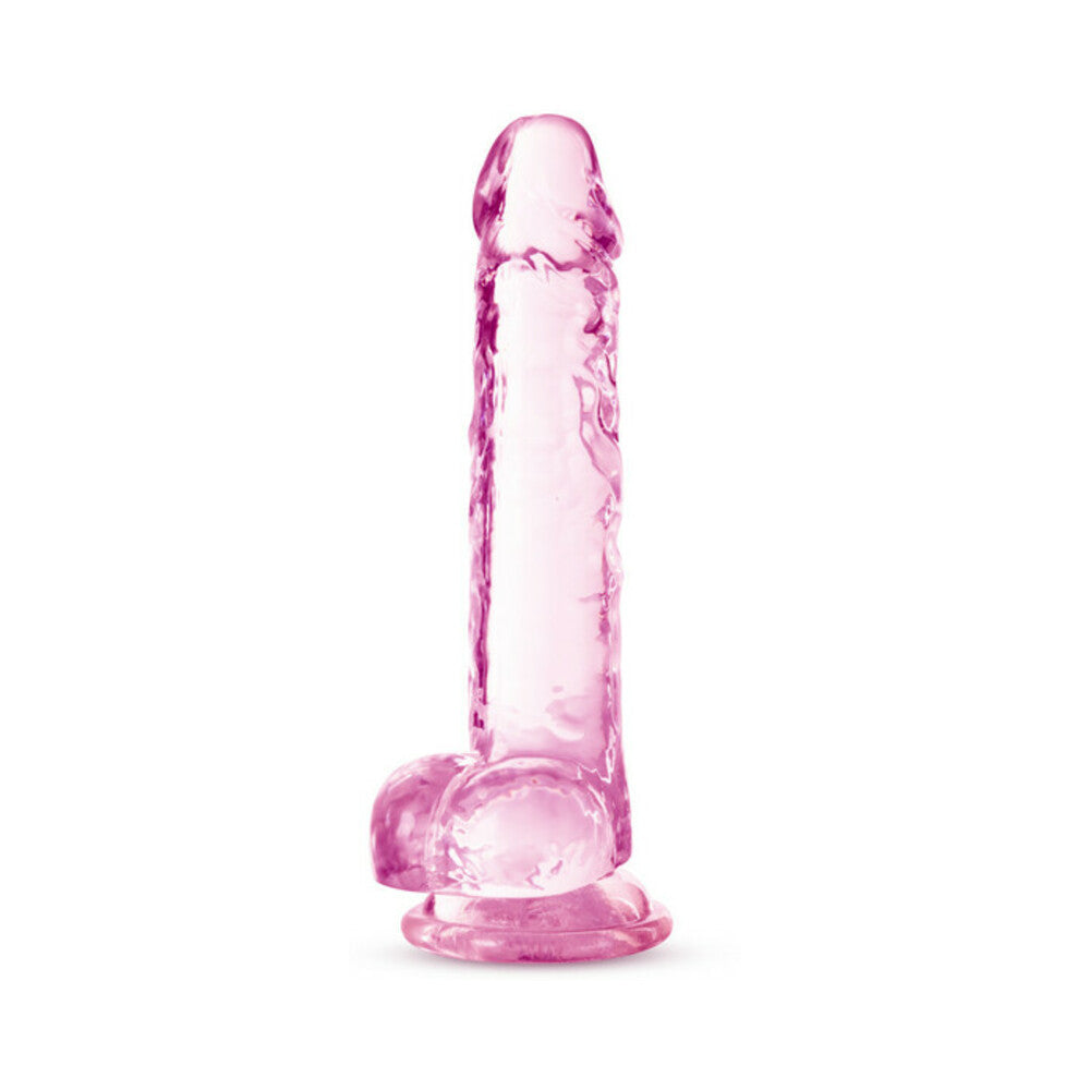Naturally Yours Crystalline 7 in. Dildo with Balls Rose - Fantasies Boutique