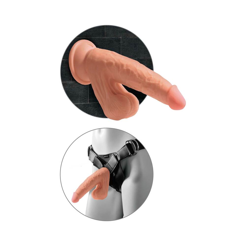 King Cock Plus 7 in. Triple Density Cock With Swinging Balls Dildo Tan - Fantasies Boutique