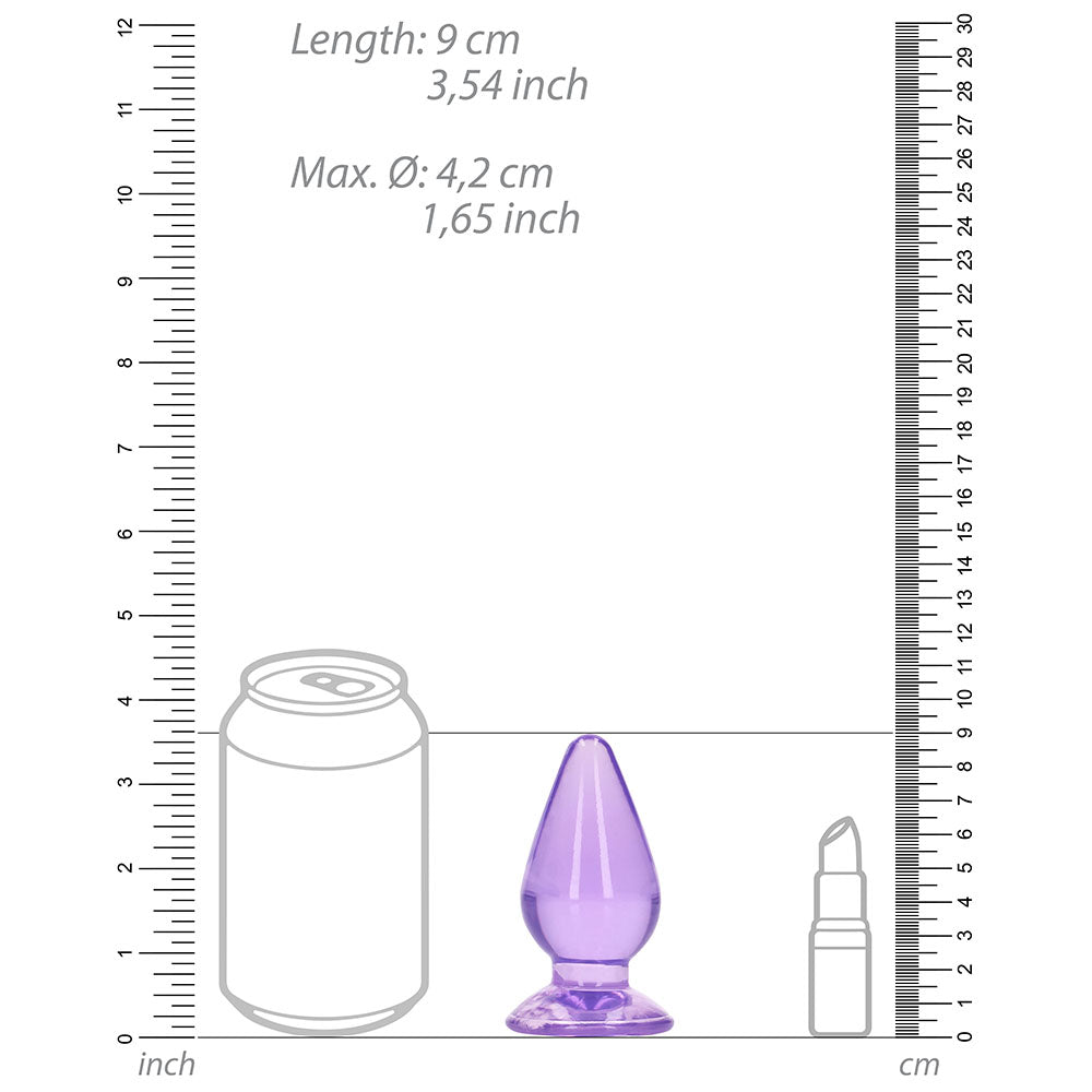 RealRock Crystal Clear 3.5 in. Anal Plug Purple - Fantasies Boutique