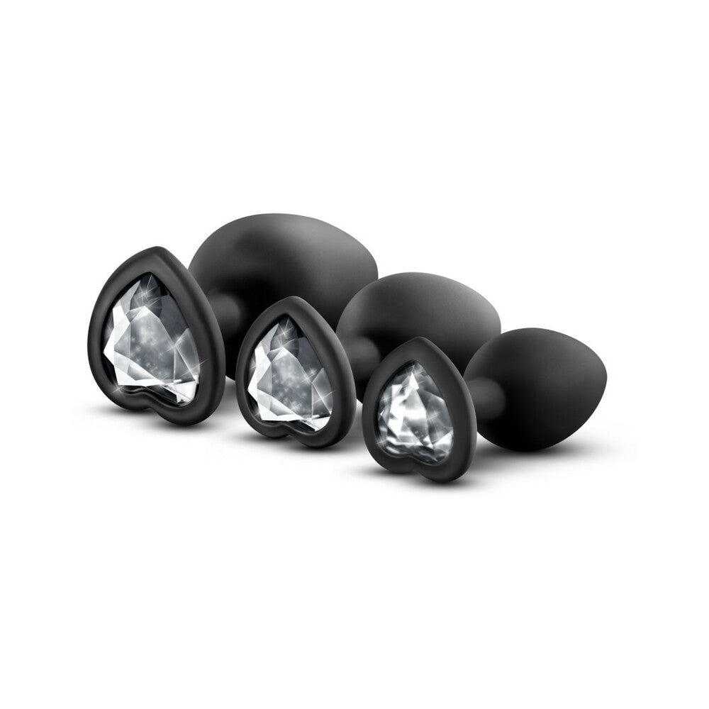 Blush Luxe 3-Piece Bling Plug Training Kit with White Gem Base Black - Fantasies Boutique