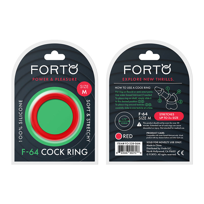 Forto F-64 Wide Liquid Silicone Cockring Medium Red - Fantasies Boutique