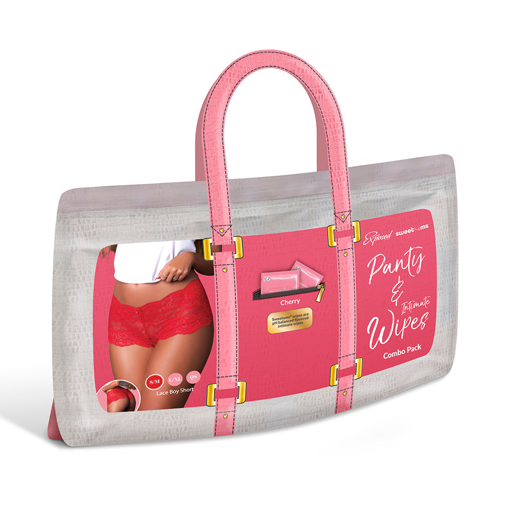 Magic Silk Sweetums Lace Boy Short Cherry L/XL