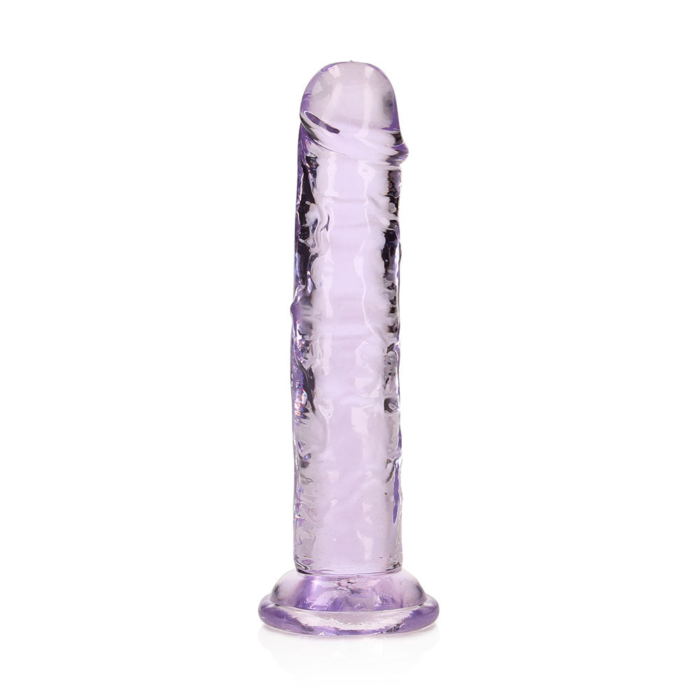RealRock Crystal Clear Straight 6 in. Dildo Without Balls Purple - Fantasies Boutique