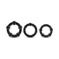 Blush Stay Hard Beaded Cockrings 3-Piece Set Black - Fantasies Boutique