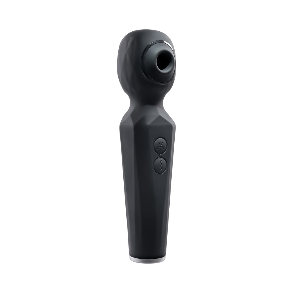 Evolved Rainbow Sucker Light-Up Rechargeable Dual-Function Silicone Suction Wand Vibrator Black - Fantasies Boutique
