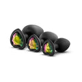 Blush Luxe 3-Piece Bling Plug Training Kit with Rainbow Gem Base Black - Fantasies Boutique