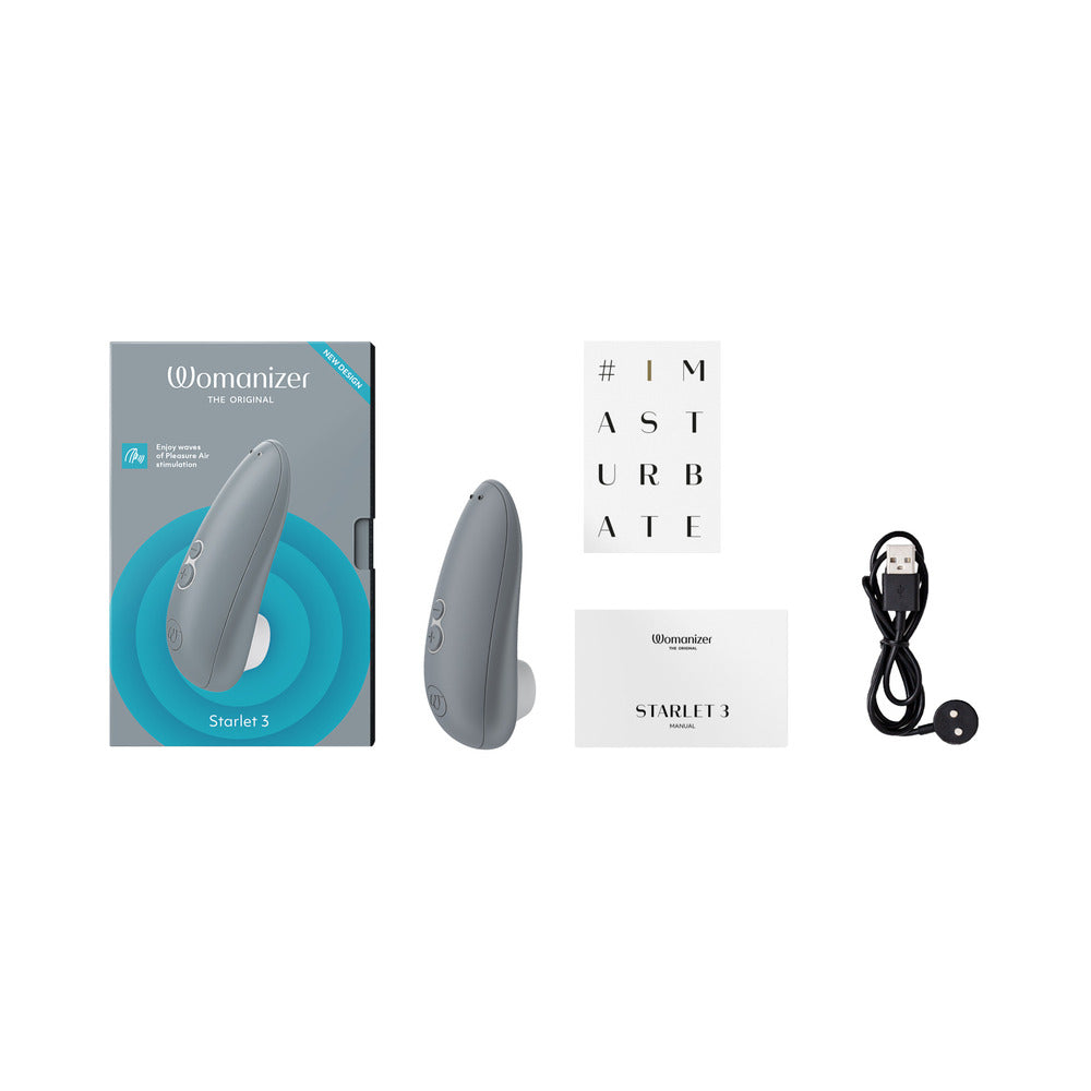Womanizer Starlet 3 Rechargeable Silicone Compact Pleasure Air Clitoral Stimulator Gray - Fantasies Boutique