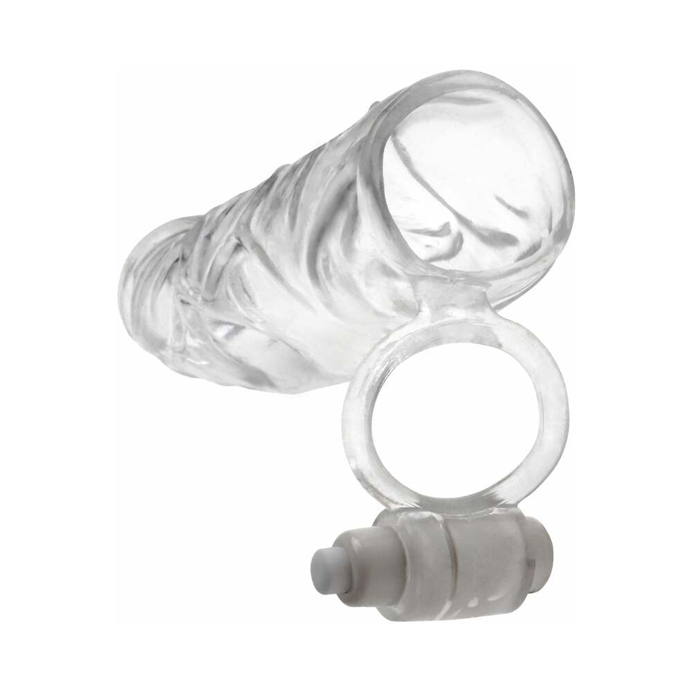 Fantasy X-tensions Vibrating Super Sleeve 1 in. Extension With Ball Strap Clear - Fantasies Boutique