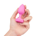 b-Vibe Vibrating Heart Anal Plug with Heart-Shaped Jewel Base S/M Pink - Fantasies Boutique