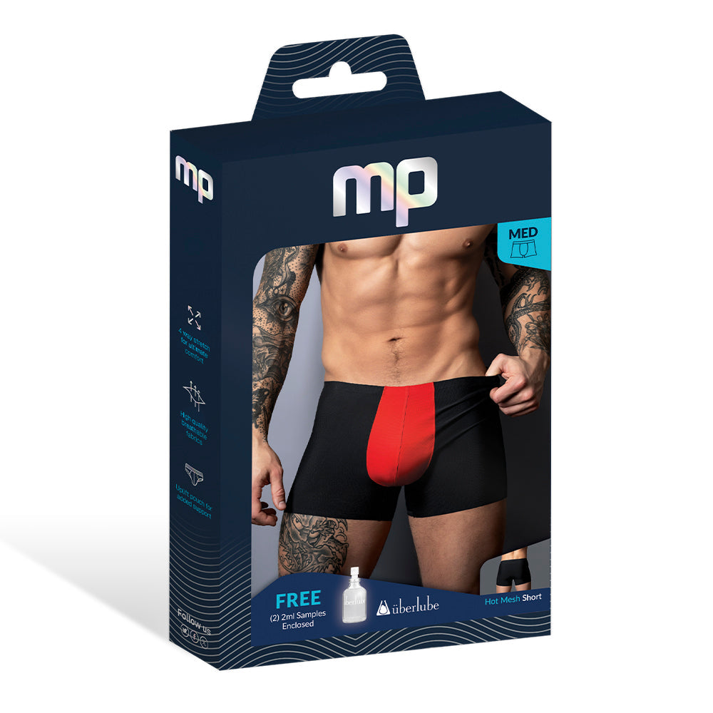Male Power Hot Mesh Pouch Short Black/Red L