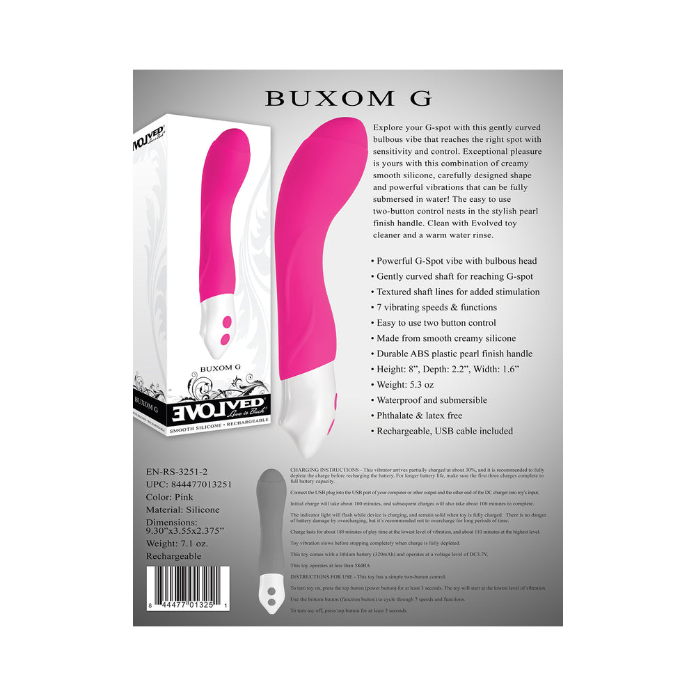 Evolved Buxom G Rechargeable Silicone G-Spot Vibrator Pink - Fantasies Boutique