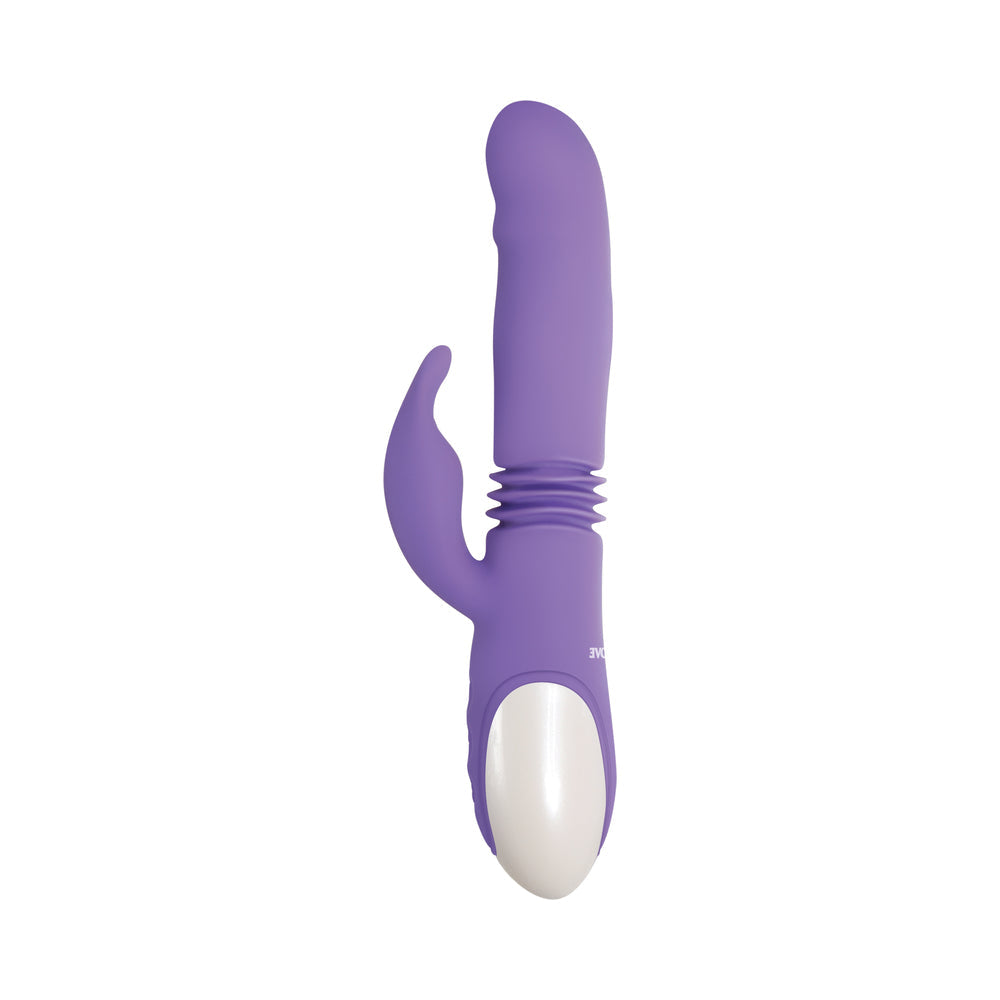 Evolved Thick & Thrust Bunny Rechargeable Thrusting Silicone Rabbit Vibrator Purple - Fantasies Boutique