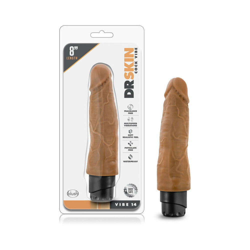 Dr. Skin Vibe 14 Realistic 8 in. Vibrating Dildo Tan - Fantasies Boutique