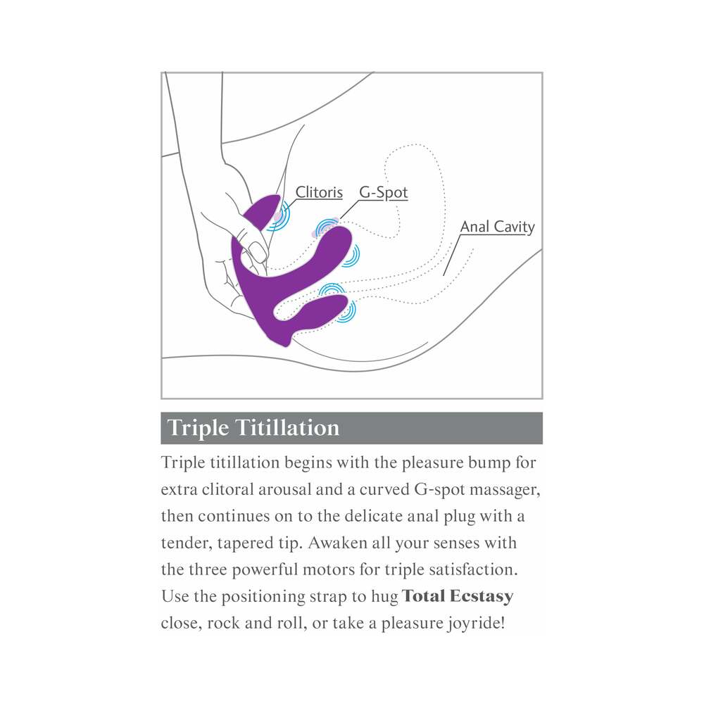 3Some Total Ecstasy Triple Stimulation Silicone Vibrator Purple - Fantasies Boutique