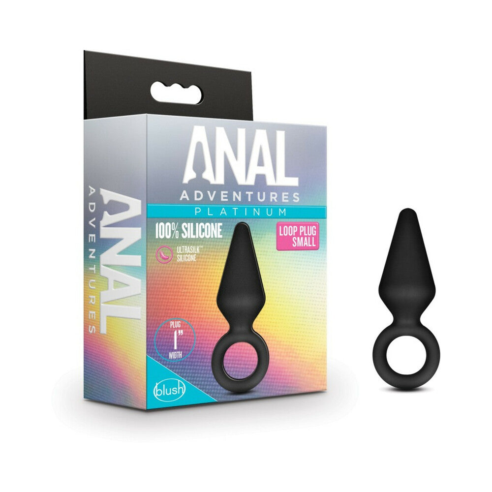 Blush Anal Adventures Platinum Silicone Loop Plug Small Black - Fantasies Boutique