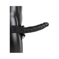 RealRock Realistic 8 in. Vibrating Hollow Strap-On Black - Fantasies Boutique
