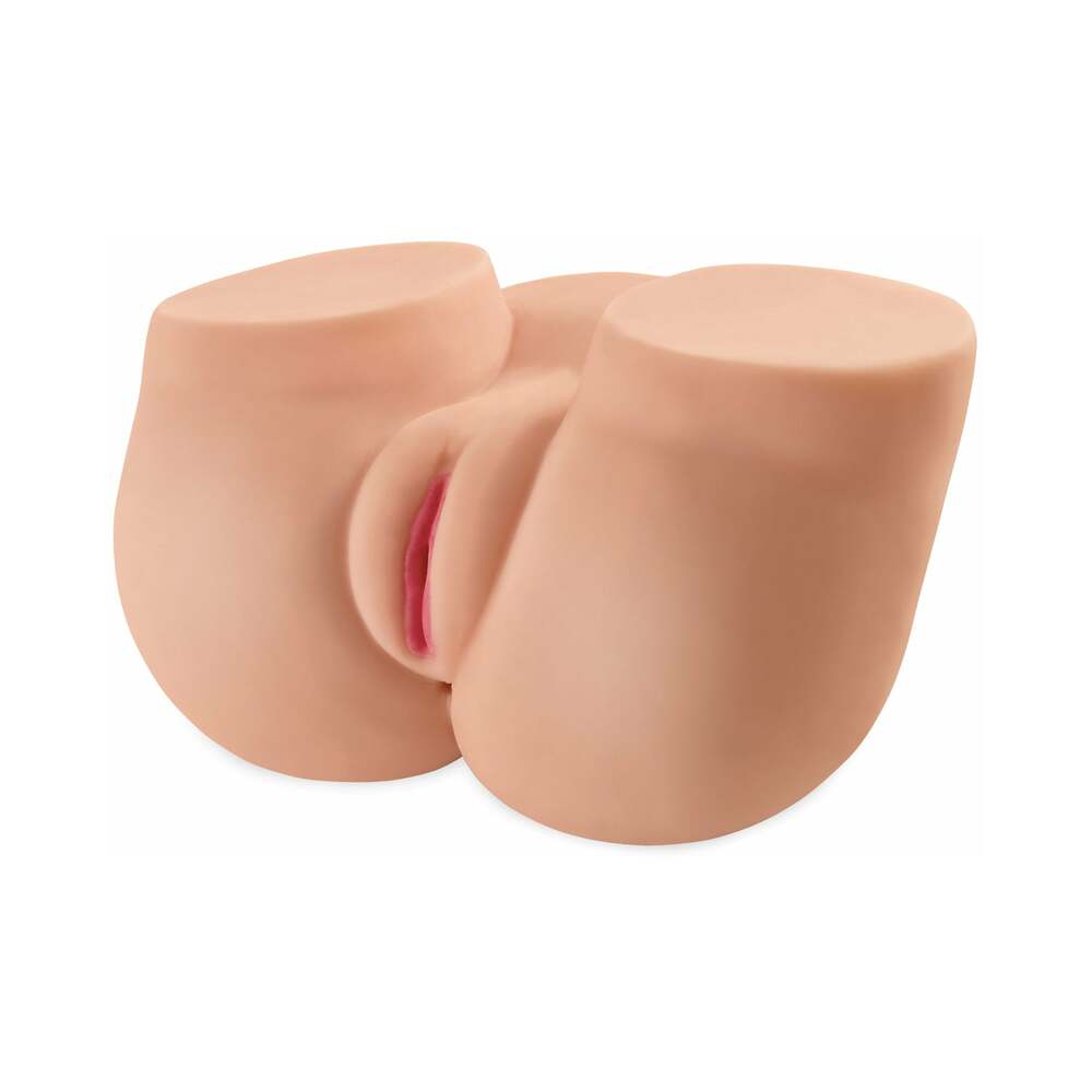 PDX Dirty Talk Interactive Fuck Me Silly Rechargeable Vibrating Dual-Entry Masturbator Beige - Fantasies Boutique