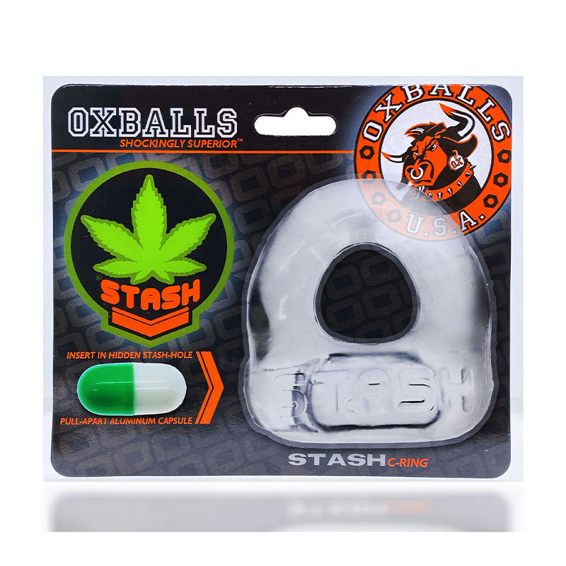 Oxballs Stash Cockring with Aluminum Capsule Insert Clear - Fantasies Boutique