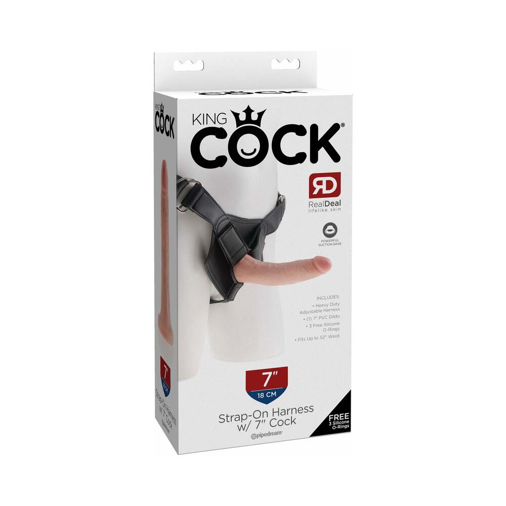 King Cock Strap-On Harness With 7 in. Cock Beige - Fantasies Boutique