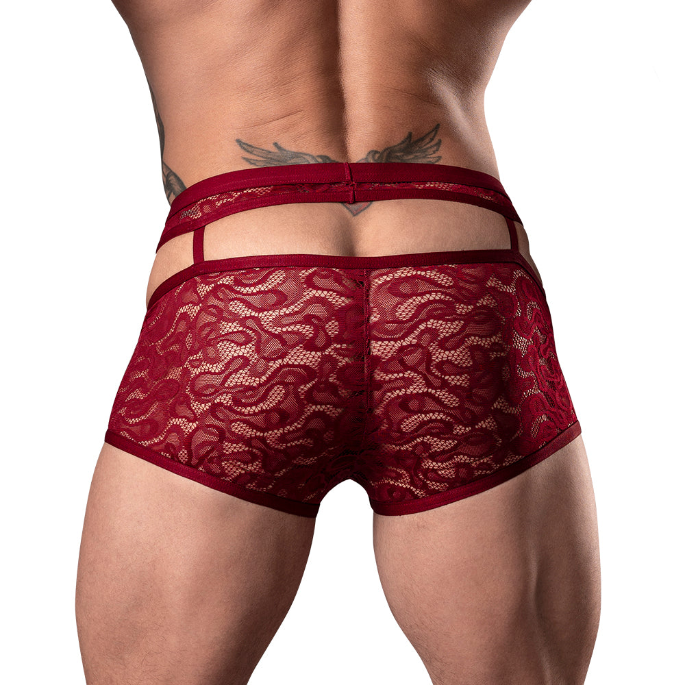 Male Power Lucifer Cutout Short Burgundy L