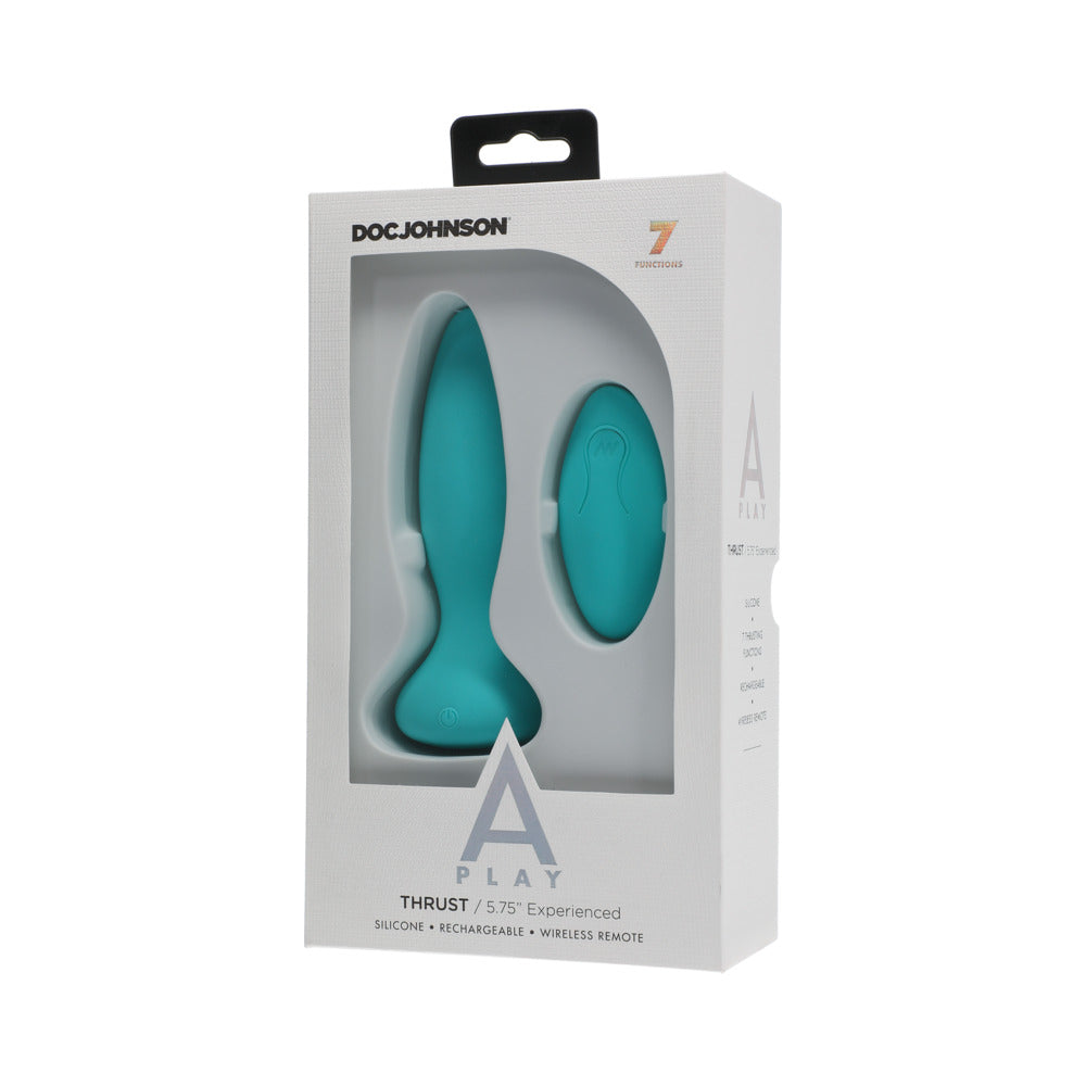 A-Play Thrust Experienced Rechargeable Silicone Anal Plug with Remote Teal - Fantasies Boutique