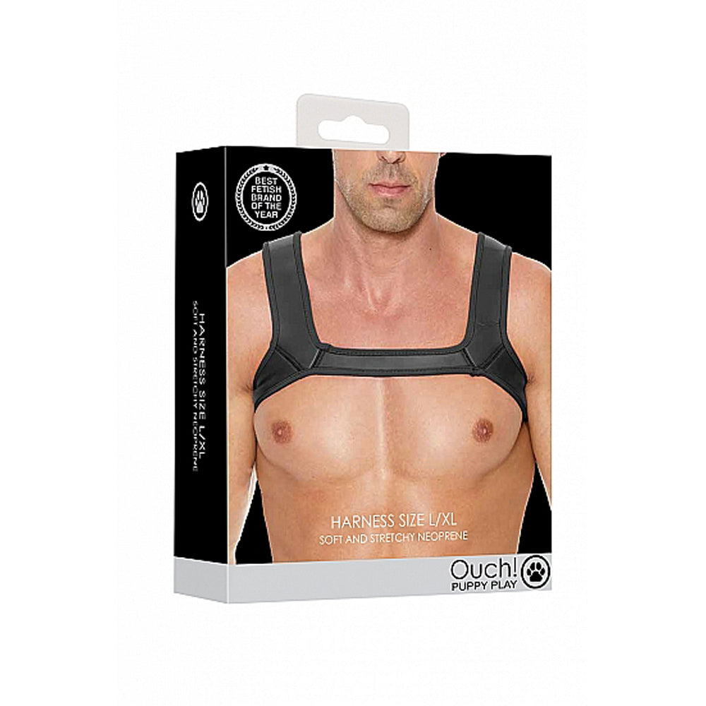 Ouch! Puppy Play Neoprene Harness Black L/XL - Fantasies Boutique