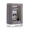 Ouch! Adjustable Metal Nipple Clamps With Chain Silver - Fantasies Boutique