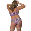 Magic Silk Wisteria Mist Bralette & Panty with Removable Garters Floral Queen Size