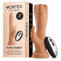 FemmeFunn Vortex Turbo Rabbit 2.0 8 in. Dual Stimulation Vibrating Dildo Beige - Fantasies Boutique