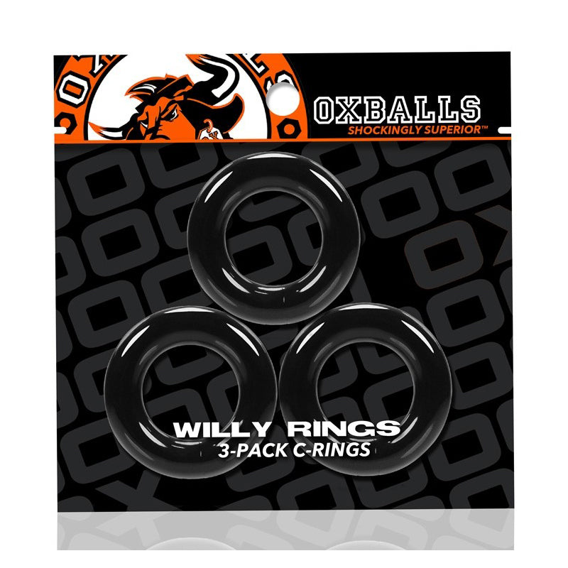 Oxballs Willy Rings 3-Pack Cockrings O/S Black - Fantasies Boutique
