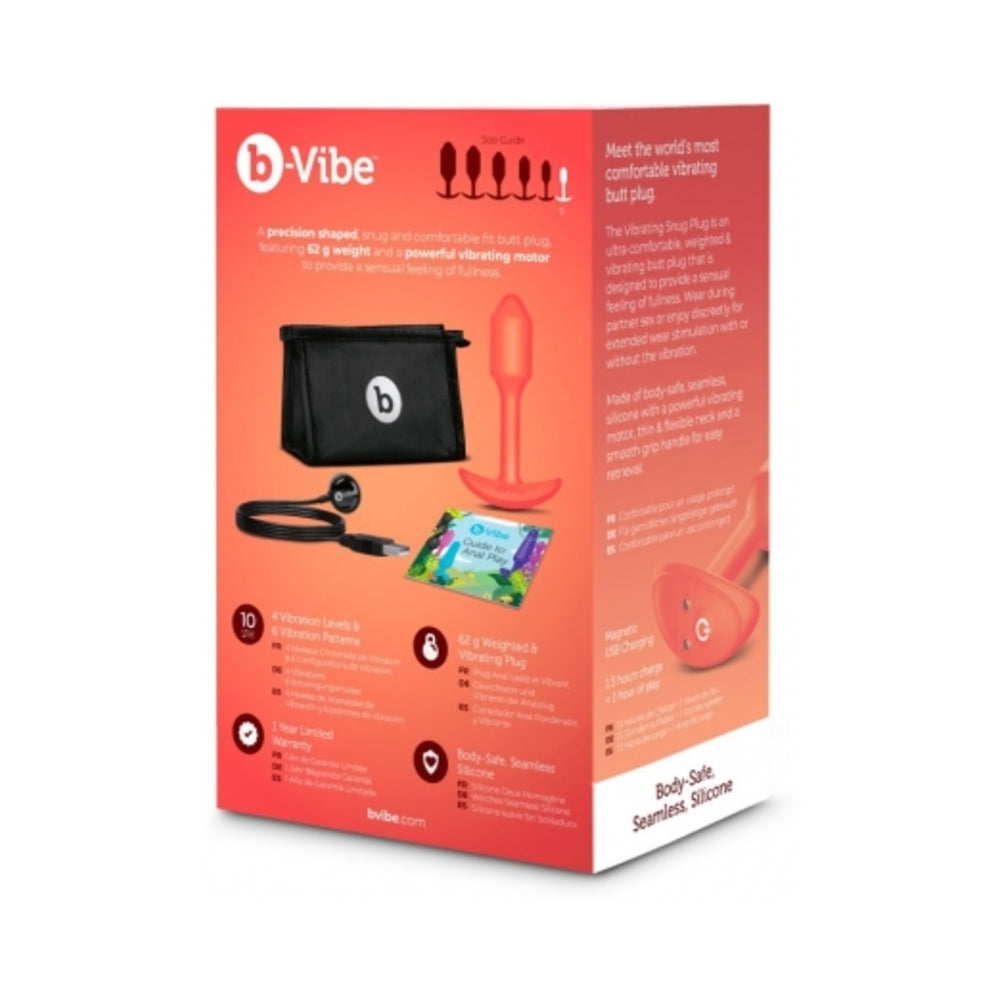 b-Vibe Vibrating Snug Plug 1 Rechargeable Weighted Silicone Anal Plug Orange - Fantasies Boutique